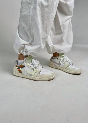 Кроссовки женские nike jordan 1 low og custom light khaki white2 фото