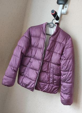 Куртка двохстороння фіолет/беж 2 в 1