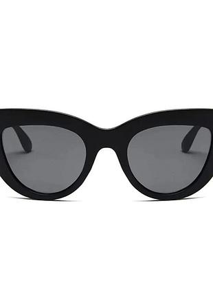 Жіночі стильні сонцезахисні окуляри кішечки чорний (100/1)