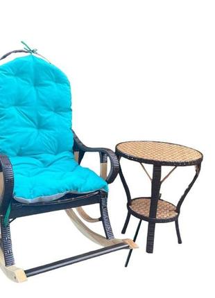Комплект мебели плетеной из лозы кресло-качалка со столиком2 фото