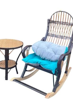 Комплект мебели плетеной из лозы кресло-качалка со столиком9 фото