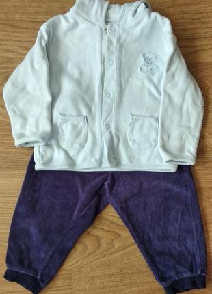 Ніжна трикотажна кофтинка та велюрові штани для малюка 6/12 міс.