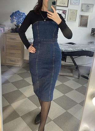 Джинсовый сарафан-футляр