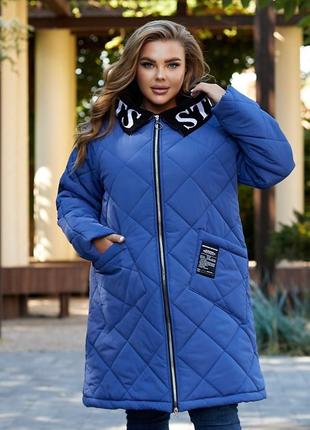 Теплая женская зимняя удлиненная куртка с капюшоном 52-66 размеры2 фото