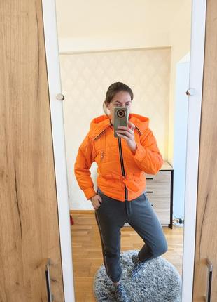 Куртка яркая женская🍁 оранжевый пуховик 🦊 оранжевый женский  пуховик4 фото