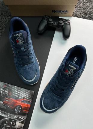 Мужские кроссовки reebok classic m dark blue white3 фото