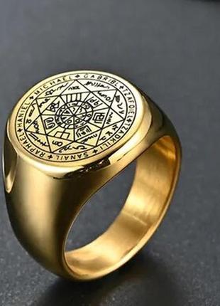 Мужское кольцо семь архангелов магический круг сталь 316l  20 размер вечное4 фото
