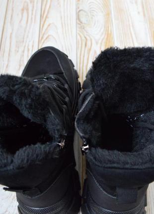 Женские зимние ботинки замшевые высокие теплые с мехом отличное качество на платформе4 фото