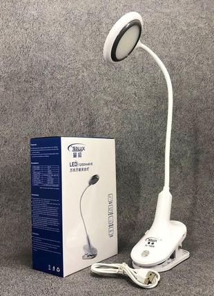 Настільна акумуляторна лампа світильник tedlux tl-1009 led на гнучкій ніжці та прищіпці2 фото