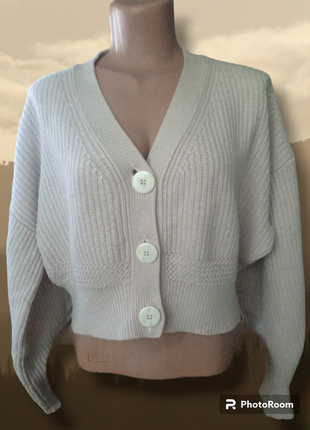 Женский кардиган кофта теплая шерсть вязаная бежевый цвет укороченный базовый стильный оверсайз идеальное состояние брендовый & other stories