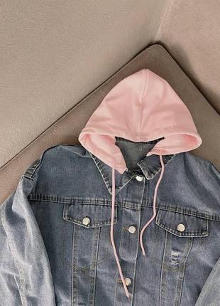 Detroit крутая курточка с розовым капюшоном4 фото