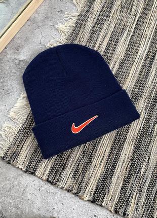 Vintage nike swoosh hat винтаж шапка синяя найк свуш бини оригинал