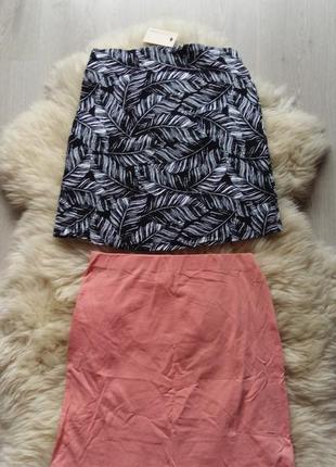 Набор 2 шт. трикотажная юбка с принтом тропический пальмы розовый