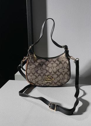 Стильна жіноча сумка coach swinger in micro signature grey 22 х 14 х 8 см10 фото