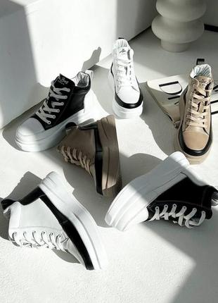 Высокие кроссовки из натуральной кожи женские
