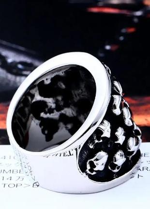 Мужское серебряное широкое кольцо 3d черепа винтаж 26 грамм 21 размер7 фото