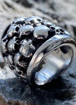 Мужское серебряное широкое кольцо 3d черепа винтаж 26 грамм 21 размер5 фото