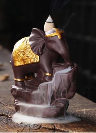 Підставка "рідкий дим" керамія "золотий слон" + конуси в подарунок2 фото