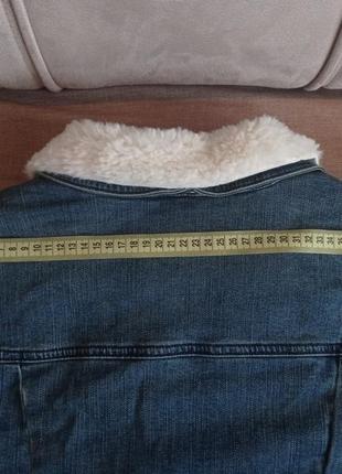 Демісезонна тепла джинсова куртка на білому хутрі, меху8 фото