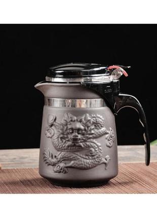 Френч пресс "дракон" чорний 500 мл, заварник для чаю та кави1 фото