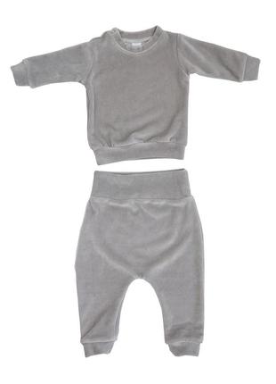 Костюм велюровый twins (кофта и брюки) 62р w-120-квт-62-10, grey, серый