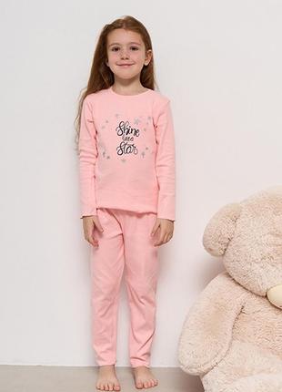 Пижама для девочки с брюками персиковая 13804