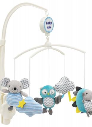 Мобиль baby mix плюшевый механический tk-470m ёжик, мышка и сова tk-470m, ёжик, мышка и сова, бирюза1 фото