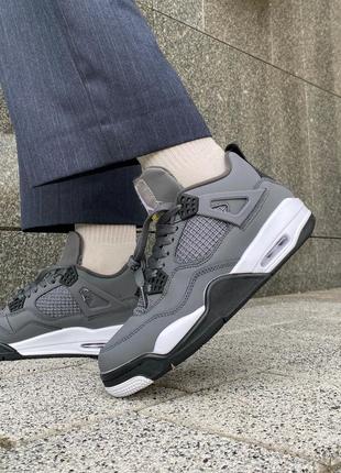 ❄️nike air jordan 4 retro grey white black fur ❄️ кроссовки мужские зимние, кроссовки мужественные зимние джордан, кроссовки джордан зимние