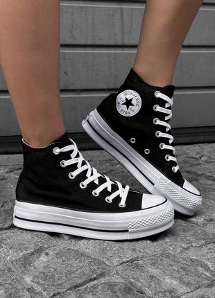 Высокие текстильные кеды converse white black