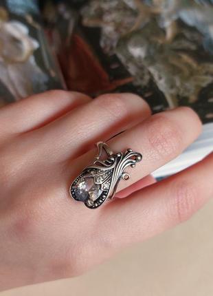 Серебряная винтажная кольца с невероятным фианитом!6 фото