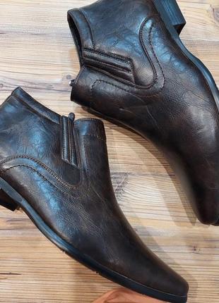 Мужские кожаные  зимние ботинки на натуральном меху1 фото