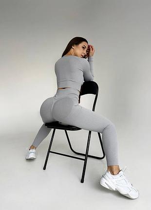 Спортивний комплект push up ефект в рубчик3 фото