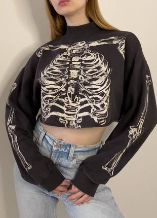 Укороченный свитшот h&m с длинными рукавами