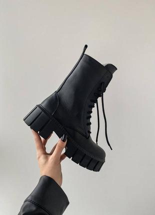 Натуральные кожаные черные демисезонные и зимние ботинки - берцы2 фото