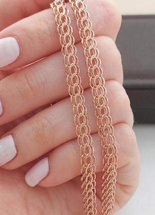 Ланцюжок позолочений зі срібла з плетінням венеція легкий 45 см3 фото