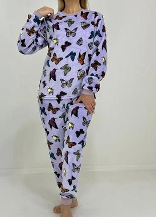 Махровая теплая пижама домашний костюм5 фото
