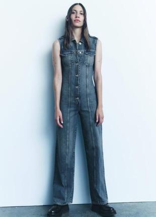 Комбинезон-безрукавка синий джинсовый zara new