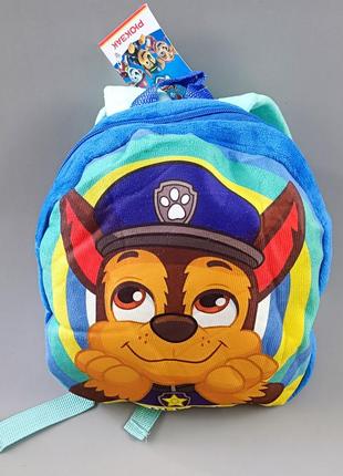 Детский плюшевый рюкзак paw patrol  pl82103 гонщик синій 20*7*22 см