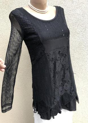 Чорна блуза,туніка,сітка,мереживо,етно стиль бохо8 фото