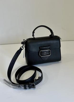 Черная кожаная сумка morgan top handle black coach