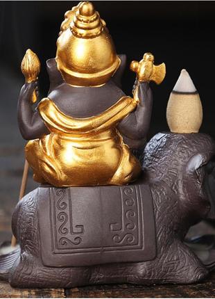 Подставка "жидкий дым" керамика "ганеша на слоне" №2 + конусы в подарок5 фото