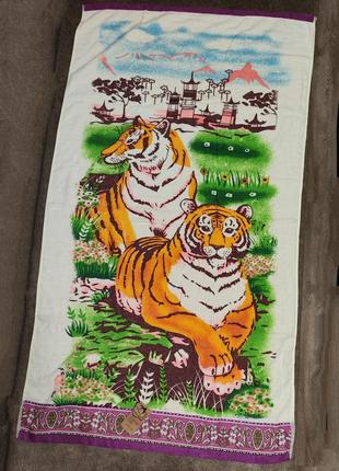 Большое банное полотенце с тигром