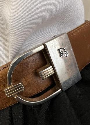 Кожаный винтажный коричневый пояс ремень christian dior6 фото