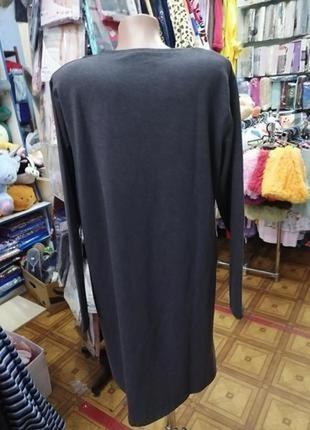 Утепленное домашнее платье /туника с рукавом и карманами 42-449 фото
