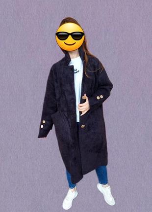Пальто длинное, экомеховое альпака4 фото