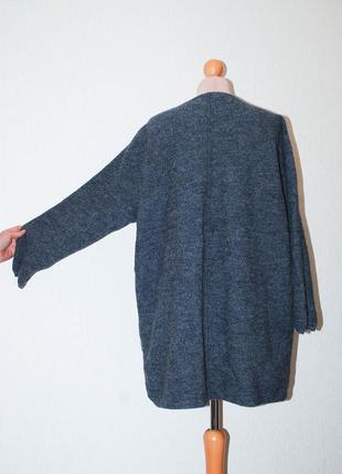 Модное шерстяное пальто на запах на молнии шерсть теплое без подкладки кофта5 фото
