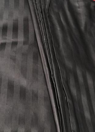 Комплект постільної білизни страйп сатин чорного кольору4 фото