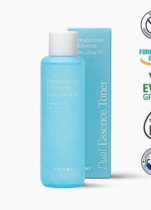 Зволожувальний ліфтинг тонер-есенція trimay peptaluronic edelweiss hydra lifting up essence toner, 200 мл2 фото