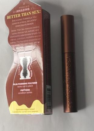 Туш для вій too faced better than sex volumizing & lengthening mascara - chocolate, 8 мл5 фото