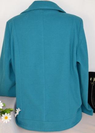 Брендовое бирюзовое пальто косуха на молнии с карманами wardrobe большой размер этикетка3 фото